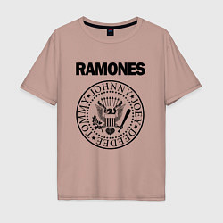 Футболка оверсайз мужская RAMONES, цвет: пыльно-розовый