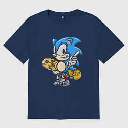 Футболка оверсайз мужская СОНИК, цвет: тёмно-синий