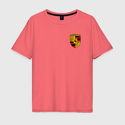 Футболка оверсайз мужская PORSCHE, цвет: коралловый