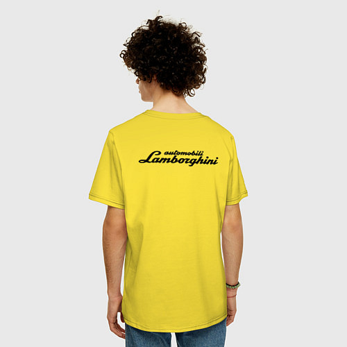 Мужская футболка оверсайз Lamborghini спина / Желтый – фото 4