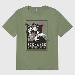 Мужская футболка оверсайз Кот и Волны