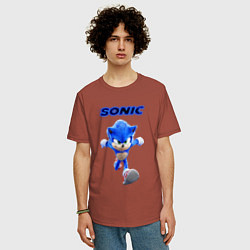 Футболка оверсайз мужская SONIC, цвет: кирпичный — фото 2