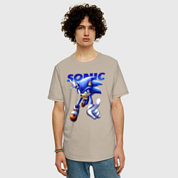 Футболка оверсайз мужская SONIC, цвет: миндальный — фото 2