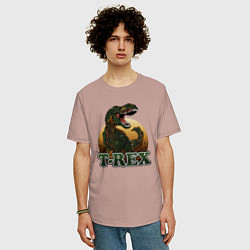 Футболка оверсайз мужская T-Rex, цвет: пыльно-розовый — фото 2