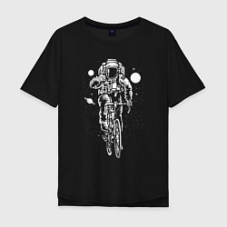 Футболка оверсайз мужская Космонавт на велосипеде, цвет: черный