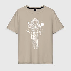 Мужская футболка оверсайз Космонавт на велосипеде