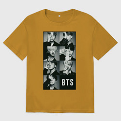 Футболка оверсайз мужская BTS, цвет: горчичный