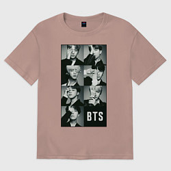 Футболка оверсайз мужская BTS, цвет: пыльно-розовый