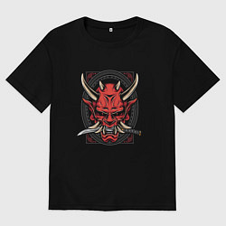 Футболка оверсайз мужская МАСКА РОНИНА, цвет: черный