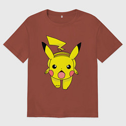 Футболка оверсайз мужская ПикачуПикачу, цвет: кирпичный