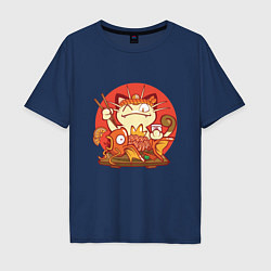 Футболка оверсайз мужская Sushi Cat, цвет: тёмно-синий