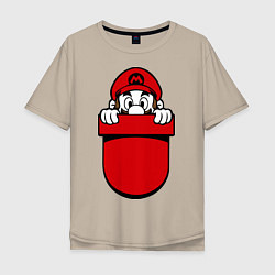 Футболка оверсайз мужская Марио в кармане, цвет: миндальный
