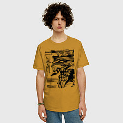 Футболка оверсайз мужская Ева Евангелион, цвет: горчичный — фото 2