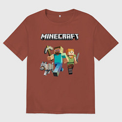Футболка оверсайз мужская MINECRAFT, цвет: кирпичный