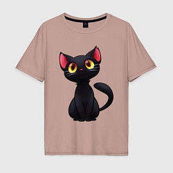 Мужская футболка оверсайз Черный котенок