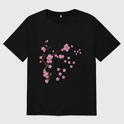Мужская футболка оверсайз Розовая сакура