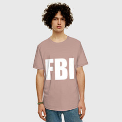 Футболка оверсайз мужская FBI, цвет: пыльно-розовый — фото 2