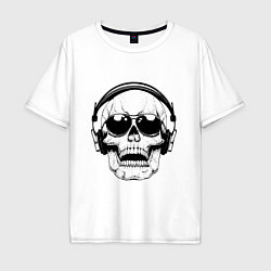 Футболка оверсайз мужская Skull Music lover, цвет: белый