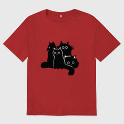 Футболка оверсайз мужская Мохнатые Коты, цвет: красный