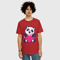 Футболка оверсайз мужская Панда love, цвет: красный — фото 2