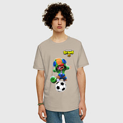 Футболка оверсайз мужская Brawl STARS футбол, цвет: миндальный — фото 2