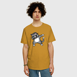 Футболка оверсайз мужская Котик dub, цвет: горчичный — фото 2