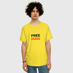 Футболка оверсайз мужская Free,hugs,бесплатные,обнимашки, цвет: желтый — фото 2