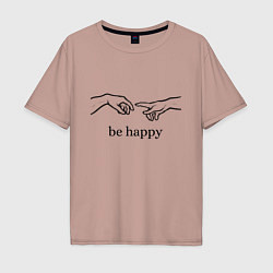 Мужская футболка оверсайз Be happy