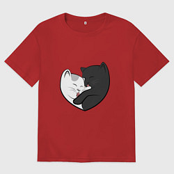 Мужская футболка оверсайз Влюблённые котики