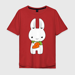 Футболка оверсайз мужская Зайчик с морковкой, цвет: красный