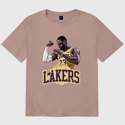 Футболка оверсайз мужская LeBron - Lakers, цвет: пыльно-розовый