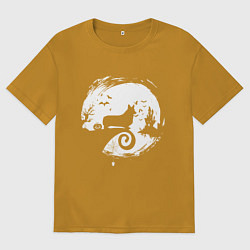 Мужская футболка оверсайз Полнолуние Корги