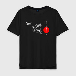 Футболка оверсайз мужская Чёрные самолёты камикадзе, цвет: черный