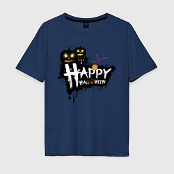 Футболка оверсайз мужская Happy halloween, цвет: тёмно-синий