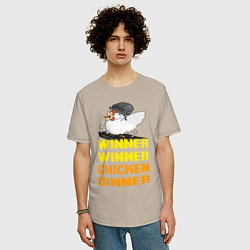 Футболка оверсайз мужская PUBG Winner Chicken Dinner, цвет: миндальный — фото 2