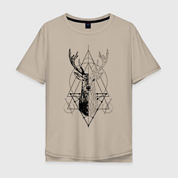 Футболка оверсайз мужская Polygonal deer, цвет: миндальный