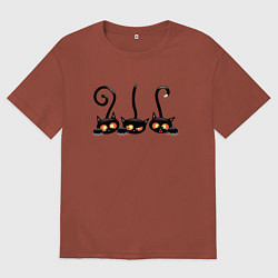 Футболка оверсайз мужская Котики, цвет: кирпичный