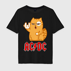 Мужская футболка оверсайз ACDC rock cat