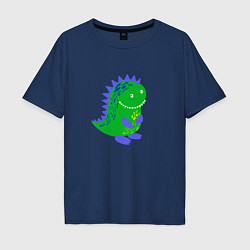 Мужская футболка оверсайз Зеленый дракончик-динозаврик