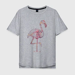 Футболка оверсайз мужская Узорчатый фламинго, цвет: меланж