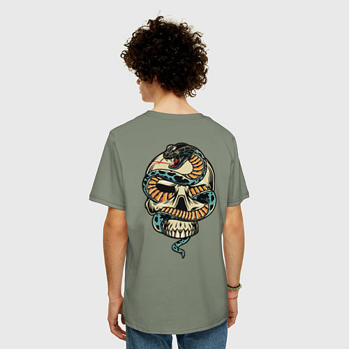 Мужская футболка оверсайз Snake&Skull / Авокадо – фото 4