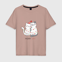 Мужская футболка оверсайз Merry Cat