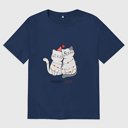 Футболка оверсайз мужская Merry Cat, цвет: тёмно-синий