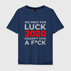 Футболка оверсайз мужская 2020 Pray For Luck, цвет: тёмно-синий