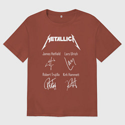 Футболка оверсайз мужская METALLICA АВТОГРАФЫ, цвет: кирпичный
