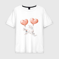 Мужская футболка оверсайз Пара влюбленных зайчиков