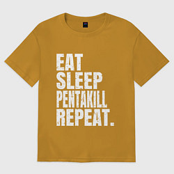 Футболка оверсайз мужская EAT SLEEP PENTAKILL REPEAT, цвет: горчичный