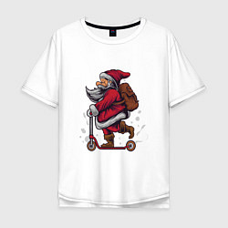 Мужская футболка оверсайз Санта на самокате