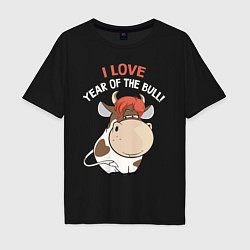 Мужская футболка оверсайз I love year of the bull!