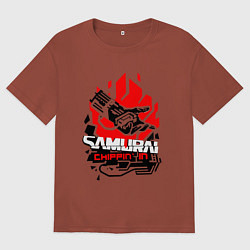 Футболка оверсайз мужская CYBERPUNK 2077 SAMURAI, цвет: кирпичный